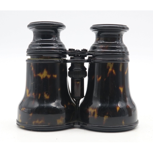 533 - A pair of tortoiseshell opera glasses/binoculars by C.W. Dixey of New Bond Street, Optician to the Q... 