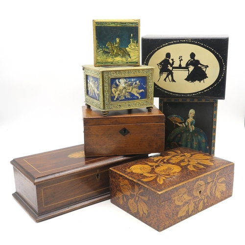 538 - A Tunbridge ware sewing box (with contents), together with an assortment of further boxes