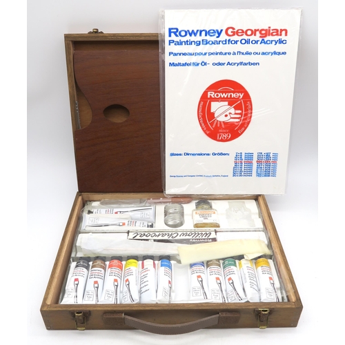 542 - A cased set of Rowney Georgian oil paints