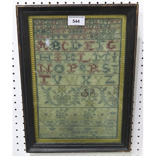 544 - A needlework sampler, by Katherine Balneavis, dated 