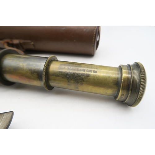 550 - A WW2 Scout Regiment three draw brass telescope, engraved 