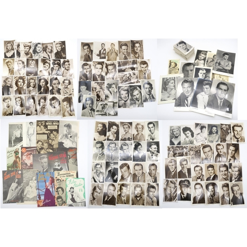 562 - A large collection of vintage Golden Age of Hollywood movie star photographic postcards and related ... 