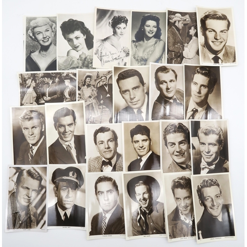 562 - A large collection of vintage Golden Age of Hollywood movie star photographic postcards and related ... 