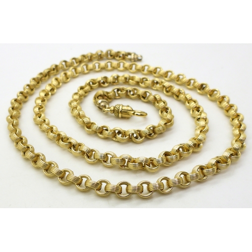 2716 - AN ITALIAN MADE FANCY CHAINmade in 18ct yellow and white gold with reeded round links, each link app... 