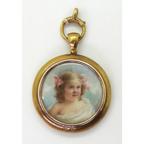 2729 - *WITHDRAWN* A DOUBLE SIDED LOCKETwith glazed portrait miniatures of children, a little lad in a sail... 