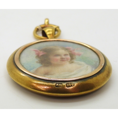 2729 - *WITHDRAWN* A DOUBLE SIDED LOCKETwith glazed portrait miniatures of children, a little lad in a sail... 