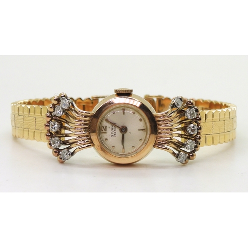 2902 - A FRENCH COCKTAIL WATCHthe ladies Silvane watch is made in 18ct gold and set with ten eight cut diam... 