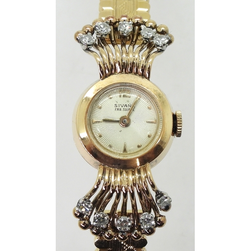 2902 - A FRENCH COCKTAIL WATCHthe ladies Silvane watch is made in 18ct gold and set with ten eight cut diam... 