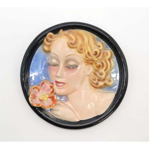 2187 - A GOEBEL WALL MASK BY AGNES RICHARDSONmodelled as a girls head with curly blonde hair, no R24, 21.5c... 