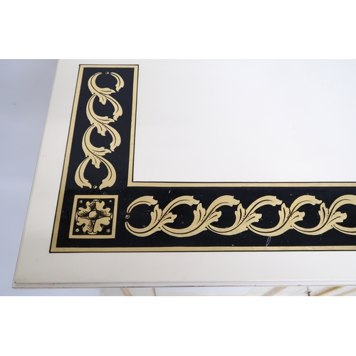 2086 - A CONTEMPORARY GILT WHITE VERSACE MIRROR BACK SIDEBOARD mirror with gilt moulded cornice over rectan... 