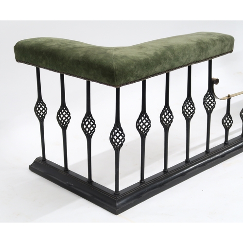 2007 - A 20TH CENTURY CLUB FENDERWith studded green upholstered seat pads and a shaped brass balustrade upo... 