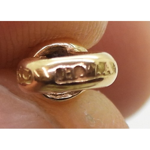 2735 - A 15CT GOLD GUARD CHAINof plain belcher form, with a hallmarked lobster claw clasp and soldered on t... 