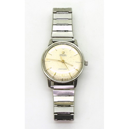 2908 - OMEGA AUTOMATIC SEAMASTERin stainless steel with gold coloured baton numerals and hands, Omega logo ... 