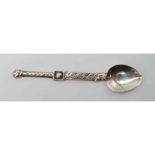 2466 - ALEXANDER RITCHIE; A cased set of six Iona silver 'nunnery' spoons, of medieval celtic style design,... 