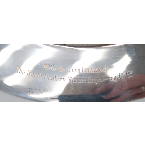 2470 - NAVAL INTEREST; A George VI silver armada dish, by Reid & Sons, London 1936, inscribed to the ba... 