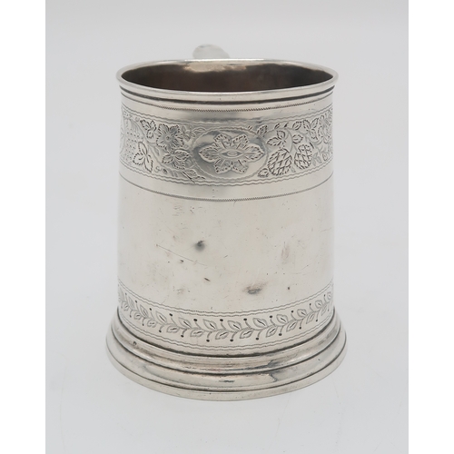 2478 - A QUEEN ANNE BRITANNIA STANDARD SILVER MUGLondon 1713, maker's mark rubbed, of tapering cylindrical ... 