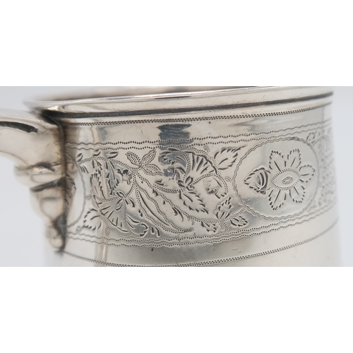 2478 - A QUEEN ANNE BRITANNIA STANDARD SILVER MUGLondon 1713, maker's mark rubbed, of tapering cylindrical ... 