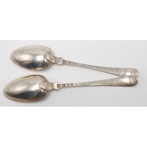 2492 - A PAIR OF GEORGE III WEST COUNTRY SILVER TABLESPOONSby Thomas Eustace, Exeter 1783, in the Old Engli... 