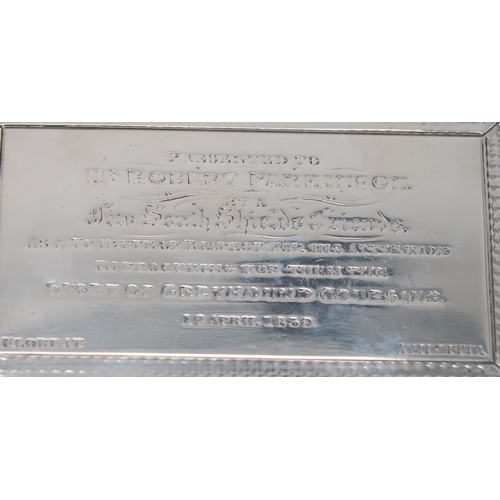 2497 - A WILLIAM IV SILVER SNUFF BOXmaker's mark TS, Birmingham 1838, of rectangular form, with a cast scro... 