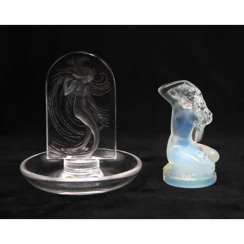 2206 - A LALIQUE NAIADE RING OR PIN DISHwith central arched plaque depicting a water nymph, signed to base,... 