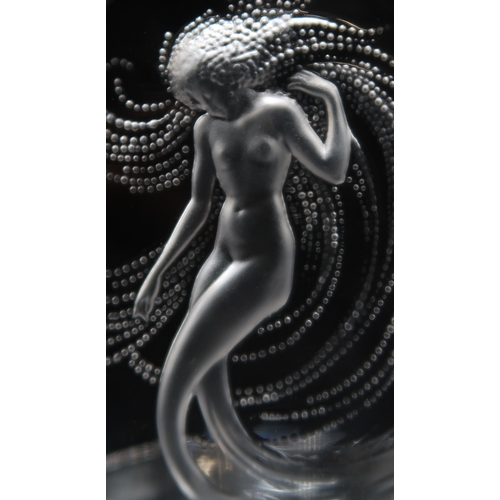 2206 - A LALIQUE NAIADE RING OR PIN DISHwith central arched plaque depicting a water nymph, signed to base,... 