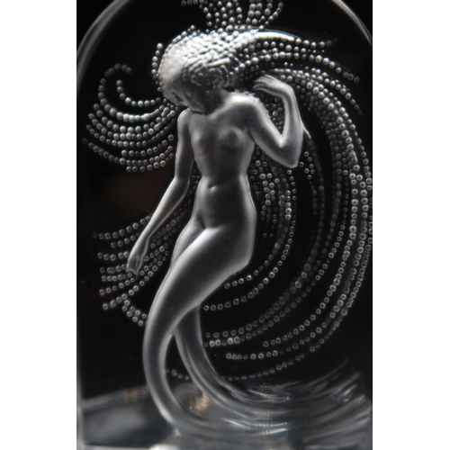 2206 - A LALIQUE NAIADE RING OR PIN DISHwith central arched plaque depicting a water nymph, signed to base,... 