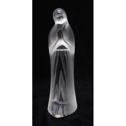 2210 - A LALIQUE GLASS FIGURE OF THE MADONNAmodelled praying, partially frosted, in fitted box, 24.5cm high... 