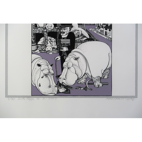 2997 - ALASDAIR GRAY (SCOTTISH 1934-2019)THE SCOTS HIPPO 2Screenprint, signed inscribed dated 2007 and numb... 