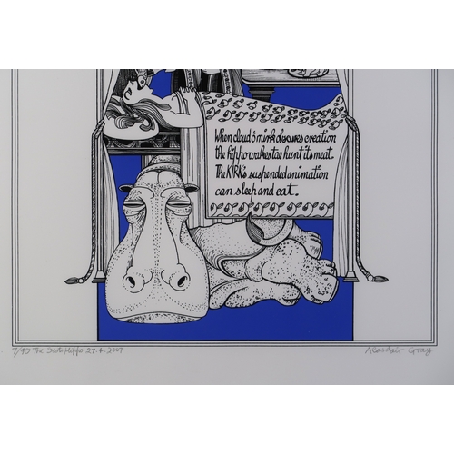 3000 - ALASDAIR GRAY (SCOTTISH 1934-2019)THE SCOTS HIPPO 5Screenprint, signed inscribed dated 2007 and numb... 