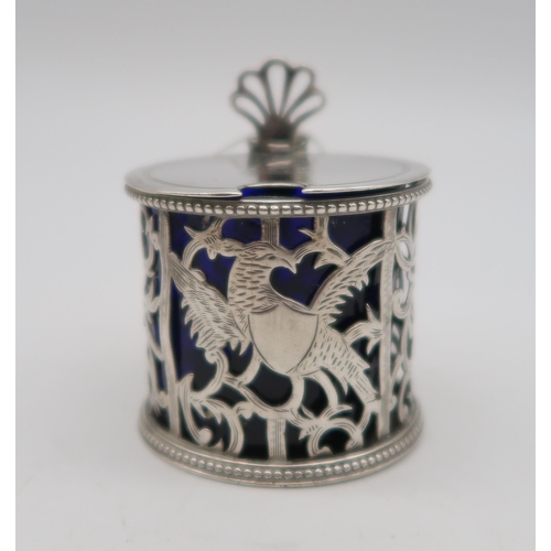 313 - A collection of silver and sterling mustard pots and salts,, including a late-Victorian example by C... 