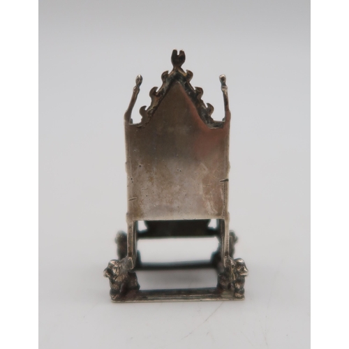 330 - An Edwardian miniature silver coronation throne, by Cornelius Desormeaux Sanders & Francis Holli... 