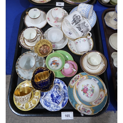 165 - Assorted cabinet cup and saucers including Meissen, Royal Doulton, Coalport, Royal Crown Derby, Hamm... 