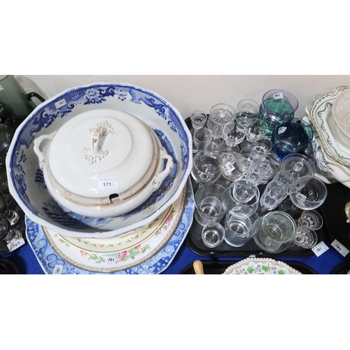 171 - A collection of assorted glass and ceramics including Wedgwood grape and vine painted tablewares, as... 