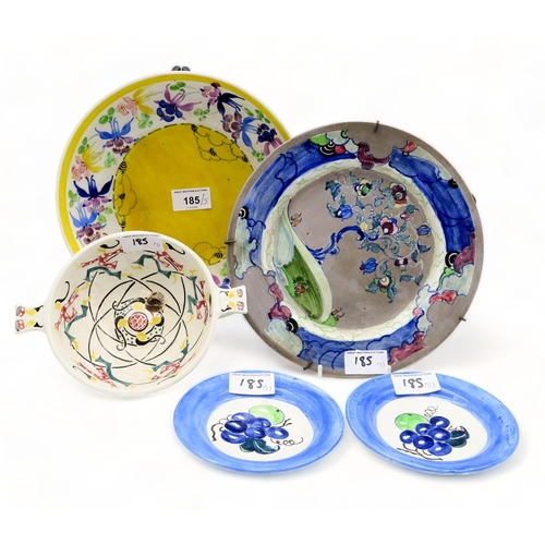 185 - A collection of Scottish pottery including a Bough Columbine decorated bowl, a Bough Tree in a lands... 