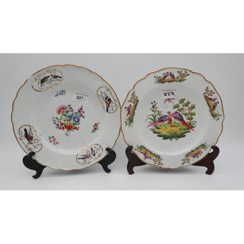 227 - A small collection of 18th century and later ceramics including a Meissen plate painted with flowers... 