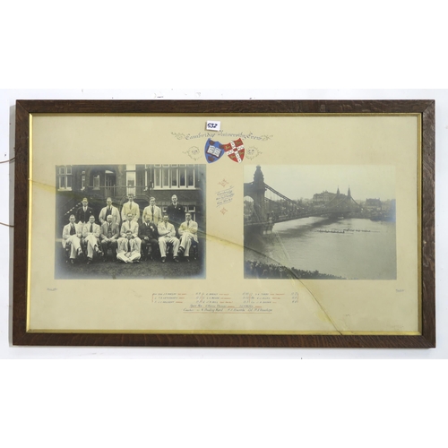 532 - Cambridge University Boat (Rowing) Club: five framed photographic diptychs, showing crews spanning t... 