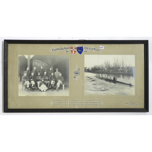 532 - Cambridge University Boat (Rowing) Club: five framed photographic diptychs, showing crews spanning t... 