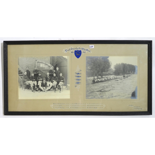 532 - Cambridge University Boat (Rowing) Club: five framed photographic diptychs, showing crews spanning t... 