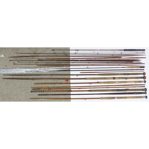 534 - A collection of vintage split-cane fishing rods, to include examples by Bernard & Son, 45 Jermyn... 