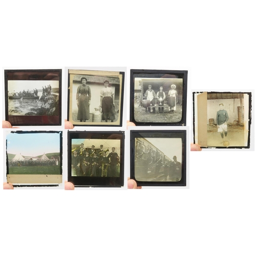 540 - A small selection of glass photographic plates, showing scenes from early-20th century Boys' Brigade... 