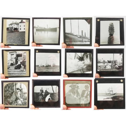 541 - A collection of glass photographic plates, to include views of a maritime interest, otherwise largel... 