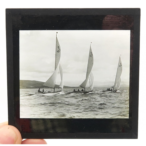 541 - A collection of glass photographic plates, to include views of a maritime interest, otherwise largel... 