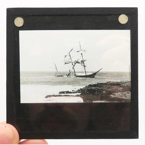 541 - A collection of glass photographic plates, to include views of a maritime interest, otherwise largel... 