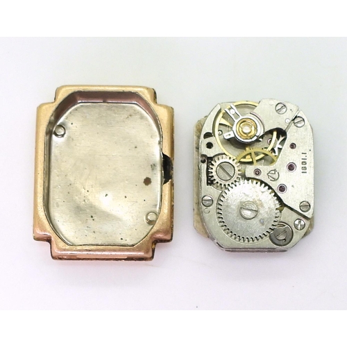 717 - A Russian 14ct gold ladies watch and strap, weight including mechanism 20.3gms