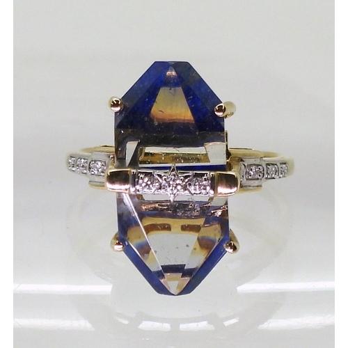 779 - A 9ct gold 'Cosmic Obelisk', lapis lazuli, optic quartz and diamond ring, designed by Glenn Lehrer w... 