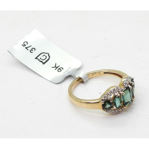 788 - A 9ct gold Royal indigolite tourmaline and white zircon ring size L1/2, with GemsTV tag, weight 2.3g... 