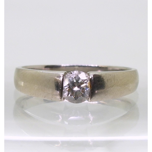 808 - A platinum diamond solitaire ring, set with an estimated approx 0.50ct brilliant cut diamond, finger... 