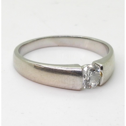 808 - A platinum diamond solitaire ring, set with an estimated approx 0.50ct brilliant cut diamond, finger... 