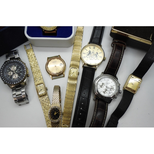 829 - A collection of watches to include, a ladies gold plated Bulova with diamond set mother of pearl dia... 