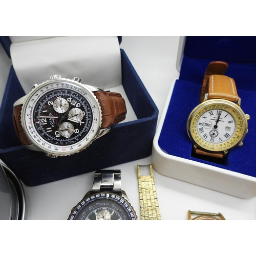 829 - A collection of watches to include, a ladies gold plated Bulova with diamond set mother of pearl dia... 